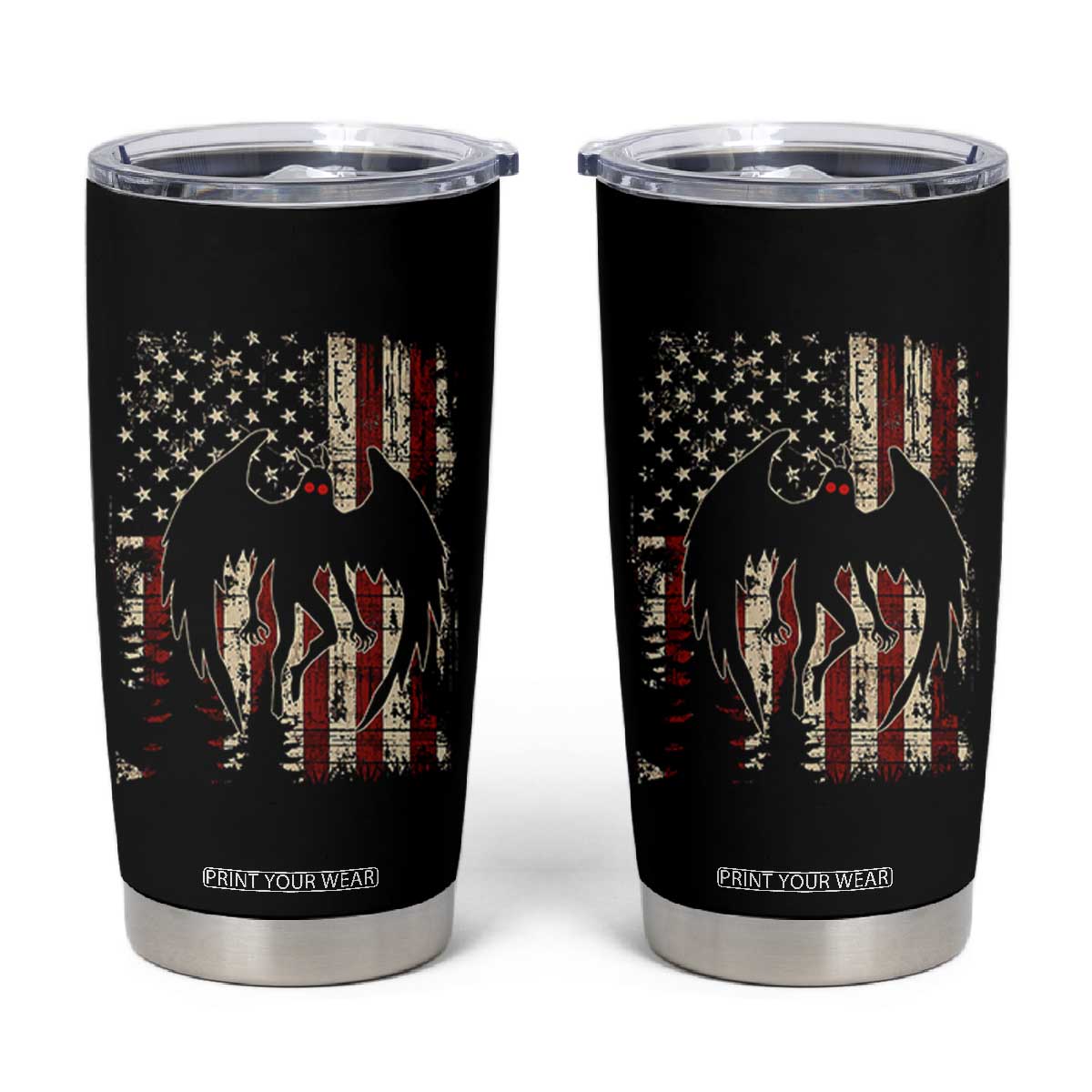 Mothman American Flag Patriotic Cryptid Creature Tumbler Cup