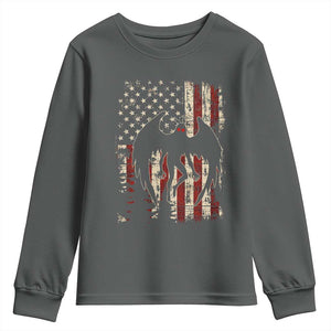 Mothman American Flag Patriotic Cryptid Creature Youth Sweatshirt TS11 Dark Heather Print Your Wear