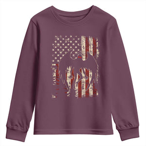 Mothman American Flag Patriotic Cryptid Creature Youth Sweatshirt TS11 Maroon Print Your Wear