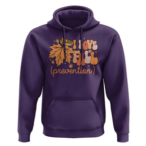 Fall Physical Therapy Hoodie I Love Fall Prevention Retro Groove Maple Leaf Nuts TS11 Purple Print Your Wear