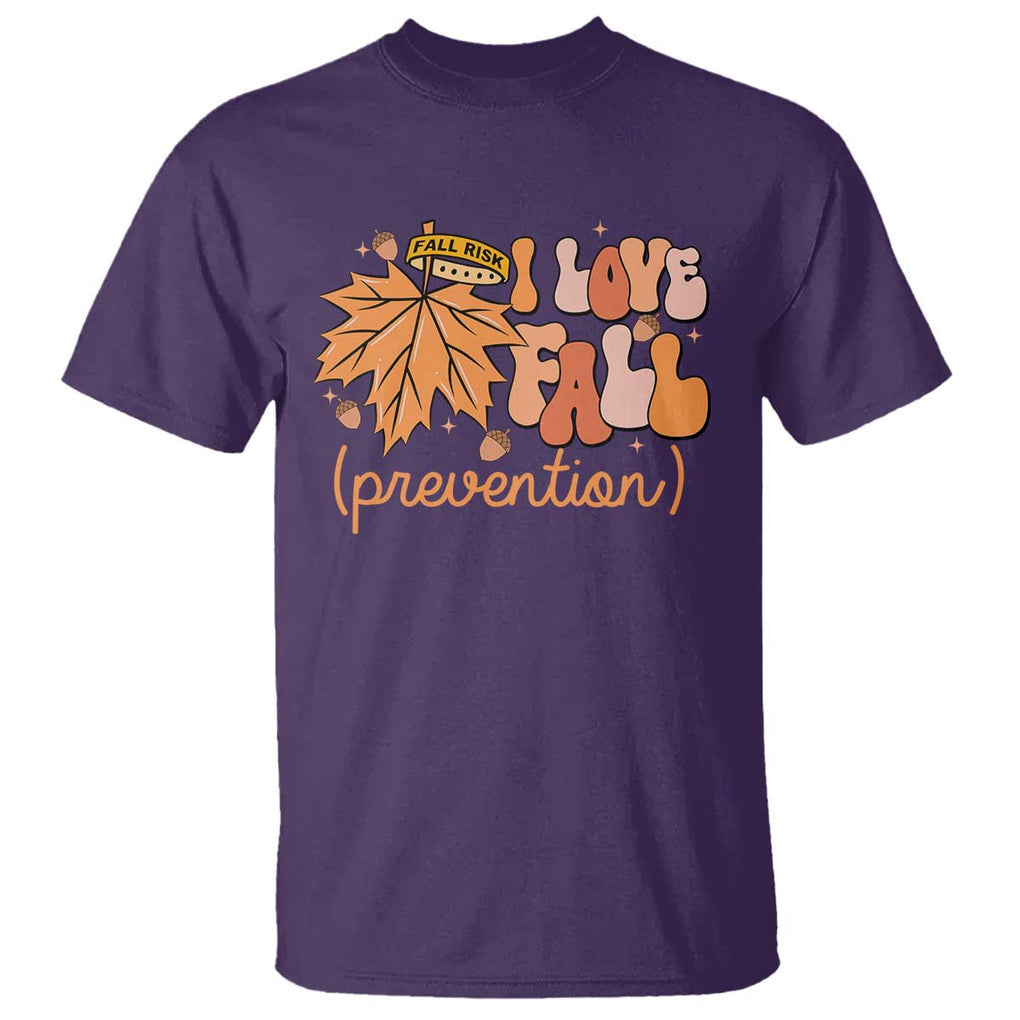 Fall Physical Therapy T Shirt I Love Fall Prevention Retro Groove Maple Leaf Nuts TS11 Purple Print Your Wear