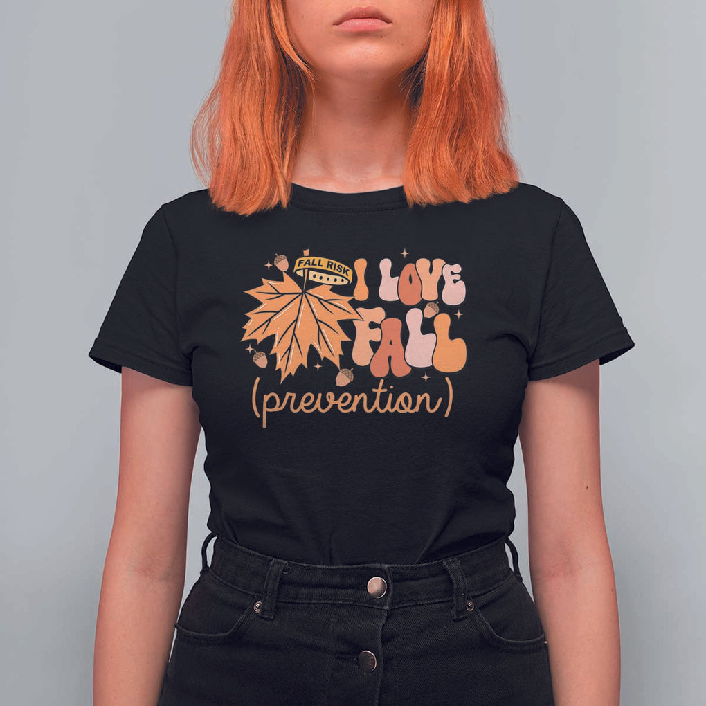 Fall Physical Therapy T Shirt For Women I Love Fall Prevention Retro Groove Maple Leaf Nuts TS11 Black Print Your Wear