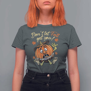 Funny Fall Physical Therapy T Shirt For Women Don't Let Fall Get You Pumpkin Safety Belt Maple Leaf TS11 Dark Heather Print Your Wear