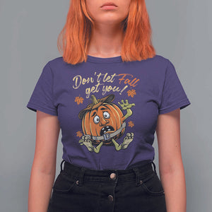 Funny Fall Physical Therapy T Shirt For Women Don't Let Fall Get You Pumpkin Safety Belt Maple Leaf TS11 Purple Print Your Wear