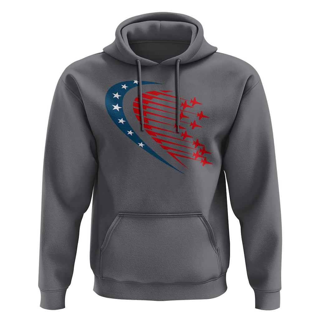 Patriotic Hoodie American Flag Fighter Jets Airplane 4th Of July TS11 Charcoal Print Your Wear