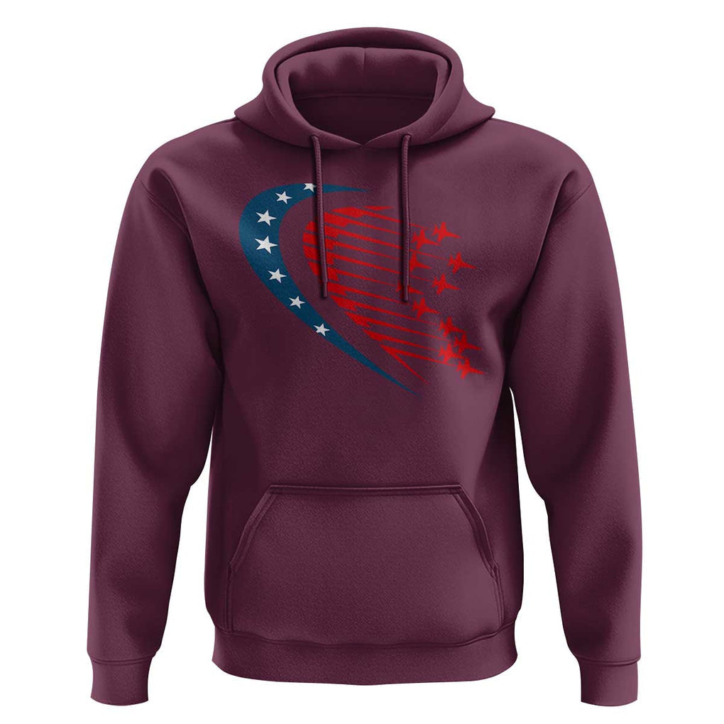 Patriotic Hoodie American Flag Fighter Jets Airplane 4th Of July TS11 Maroon Print Your Wear