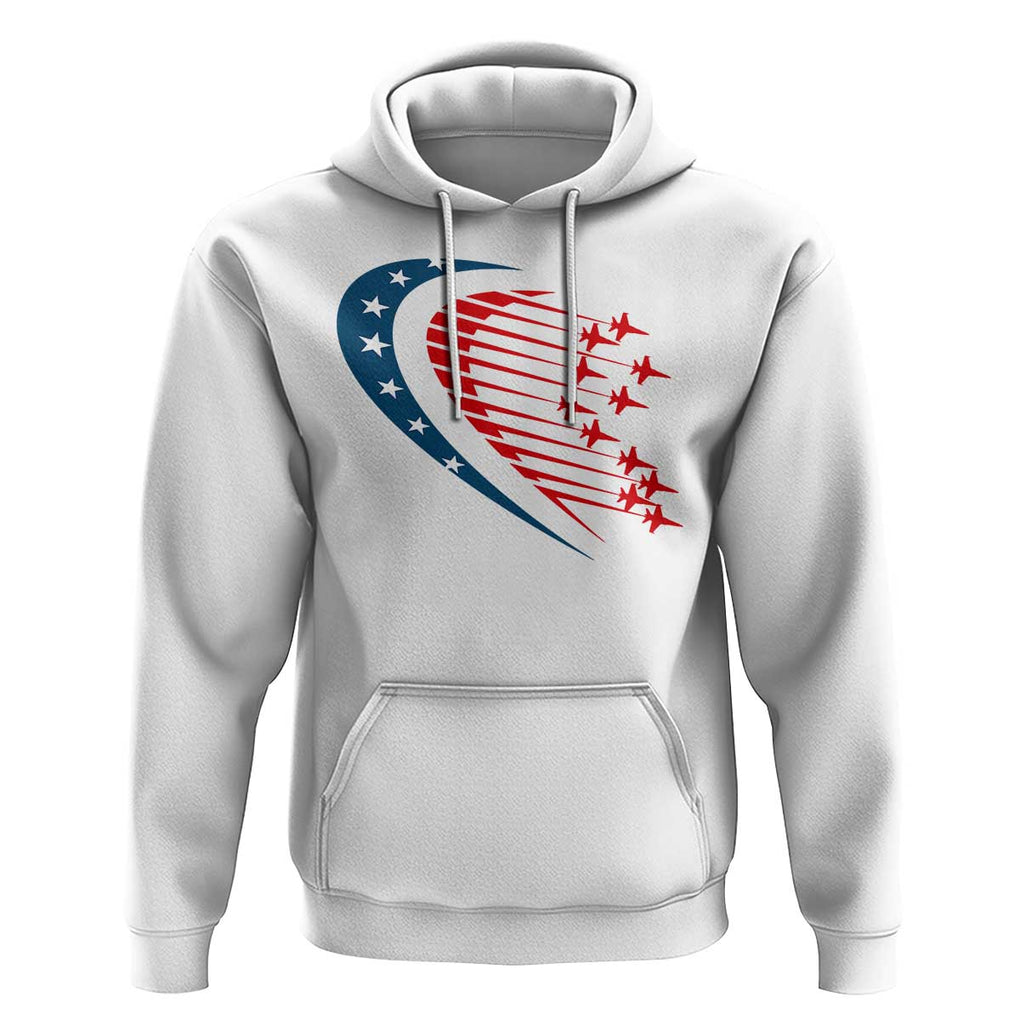 Patriotic Hoodie American Flag Fighter Jets Airplane 4th Of July TS11 White Print Your Wear