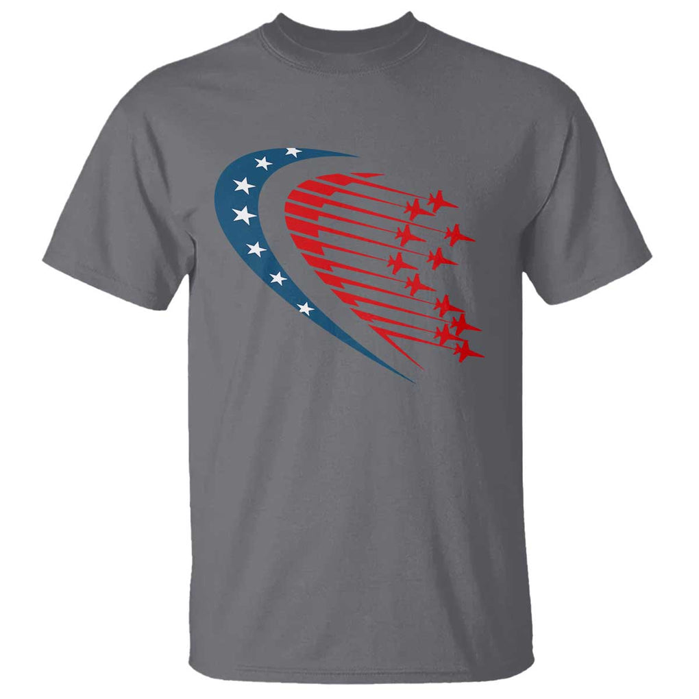 Patriotic T Shirt American Flag Fighter Jets Airplane 4th Of July TS11 Charcoal Print Your Wear