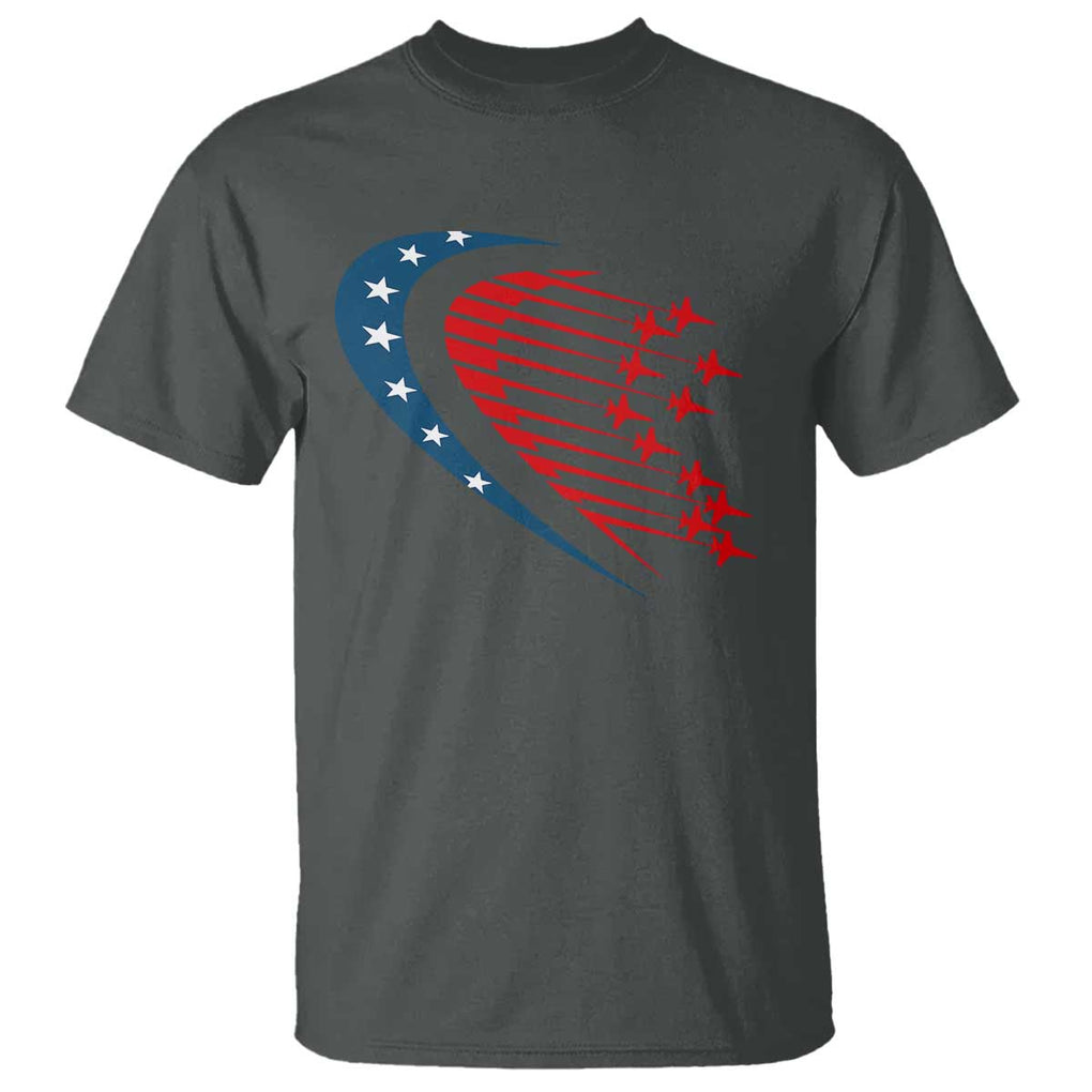 Patriotic T Shirt American Flag Fighter Jets Airplane 4th Of July TS11 Dark Heather Print Your Wear