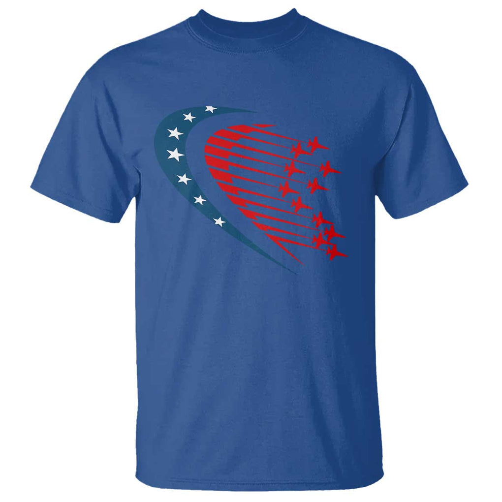Patriotic T Shirt American Flag Fighter Jets Airplane 4th Of July TS11 Royal Blue Print Your Wear