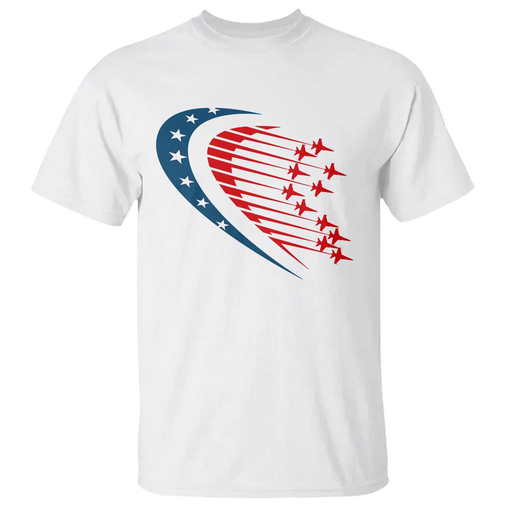 Patriotic T Shirt American Flag Fighter Jets Airplane 4th Of July TS11 White Print Your Wear