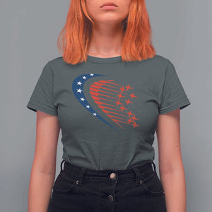 Patriotic T Shirt For Women American Flag Fighter Jets Airplane 4th Of July TS11 Dark Heather Print Your Wear
