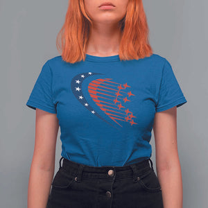 Patriotic T Shirt For Women American Flag Fighter Jets Airplane 4th Of July TS11 Royal Blue Print Your Wear