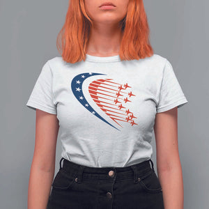 Patriotic T Shirt For Women American Flag Fighter Jets Airplane 4th Of July TS11 White Print Your Wear