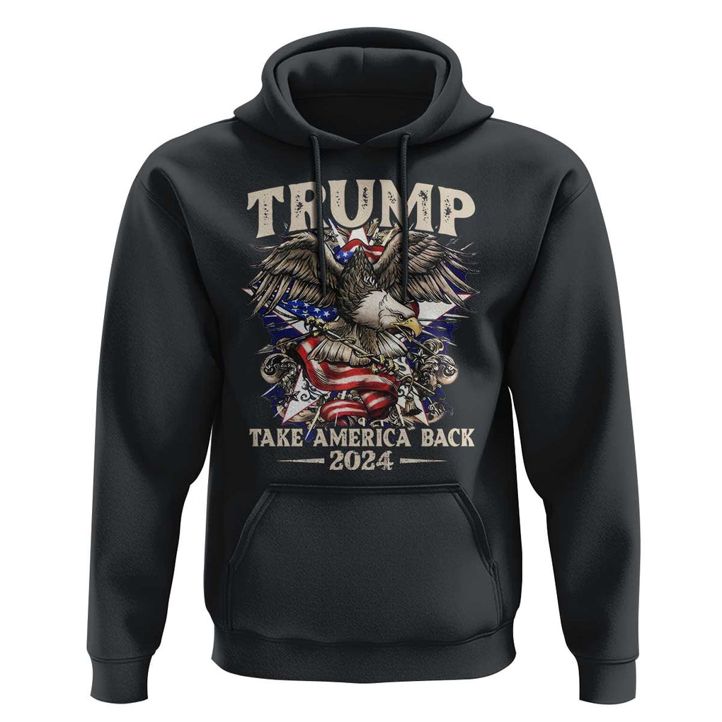 Trump Supporter Hoodie Trump Take America Back 2024 Eagle Vintage American Flag TS11 Black Print Your Wear