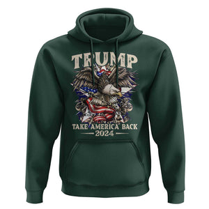 Trump Supporter Hoodie Trump Take America Back 2024 Eagle Vintage American Flag TS11 Dark Forest Green Print Your Wear