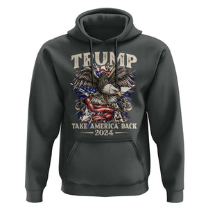 Trump Supporter Hoodie Trump Take America Back 2024 Eagle Vintage American Flag TS11 Dark Heather Print Your Wear