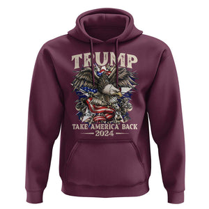 Trump Supporter Hoodie Trump Take America Back 2024 Eagle Vintage American Flag TS11 Maroon Print Your Wear