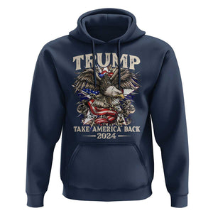 Trump Supporter Hoodie Trump Take America Back 2024 Eagle Vintage American Flag TS11 Navy Print Your Wear