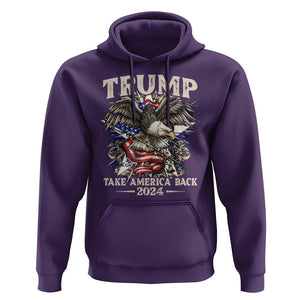 Trump Supporter Hoodie Trump Take America Back 2024 Eagle Vintage American Flag TS11 Purple Print Your Wear
