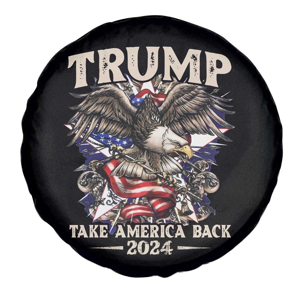 Trump Supporter Spare Tire Cover Trump Take America Back 2024 Eagle Vintage American Flag TS11 Print Your Wear
