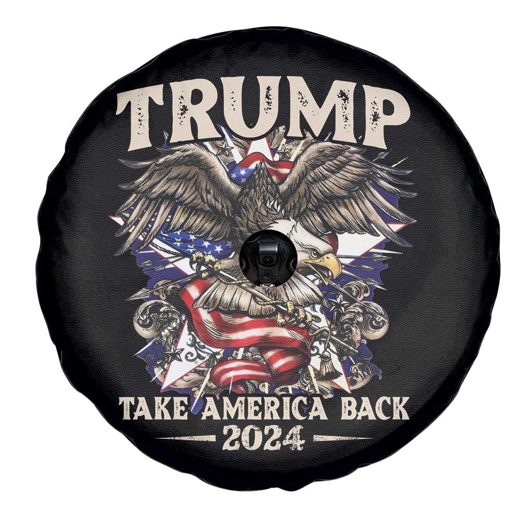 Trump Supporter Spare Tire Cover Trump Take America Back 2024 Eagle Vintage American Flag TS11 Print Your Wear