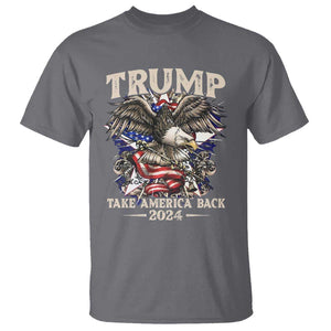 Trump Supporter T Shirt Trump Take America Back 2024 Eagle Vintage American Flag TS11 Charcoal Print Your Wear