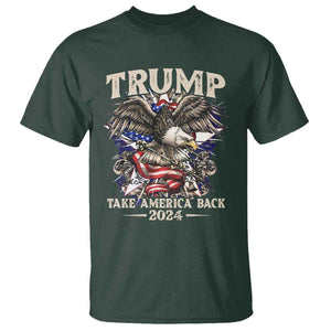 Trump Supporter T Shirt Trump Take America Back 2024 Eagle Vintage American Flag TS11 Dark Forest Green Print Your Wear