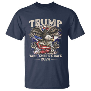 Trump Supporter T Shirt Trump Take America Back 2024 Eagle Vintage American Flag TS11 Navy Print Your Wear