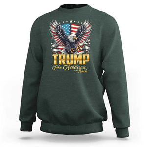 Trump Supporter Sweatshirt Take America Back Eagle Vintage American Flag Star TS11 Dark Forest Green Print Your Wear