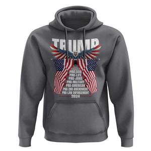 Trump Supporter Hoodie Pro God Pro Life Pro Jobs Pro Military Pro American 2024 Eagle American Flag TS11 Charcoal Print Your Wear