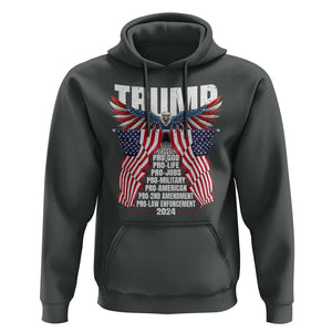 Trump Supporter Hoodie Pro God Pro Life Pro Jobs Pro Military Pro American 2024 Eagle American Flag TS11 Dark Heather Print Your Wear