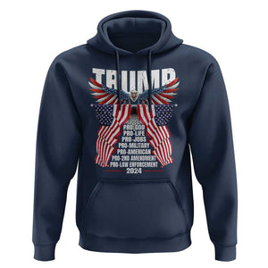 Trump Supporter Hoodie Pro God Pro Life Pro Jobs Pro Military Pro American 2024 Eagle American Flag TS11 Navy Print Your Wear