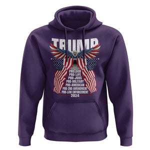 Trump Supporter Hoodie Pro God Pro Life Pro Jobs Pro Military Pro American 2024 Eagle American Flag TS11 Purple Print Your Wear