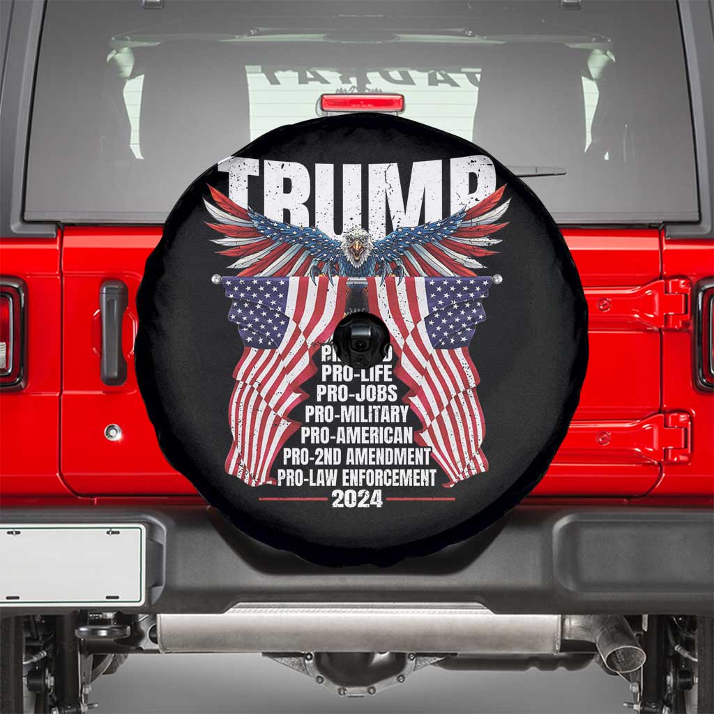 Trump Supporter Spare Tire Cover Pro God Pro Life Pro Jobs Pro Military Pro American 2024 Eagle American Flag TS11 Black Print Your Wear