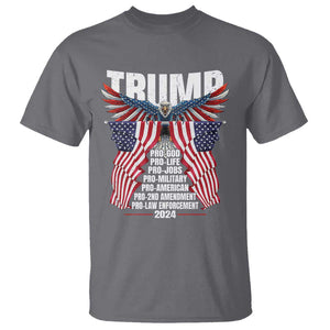 Trump Supporter T Shirt Pro God Pro Life Pro Jobs Pro Military Pro American 2024 Eagle American Flag TS11 Charcoal Print Your Wear