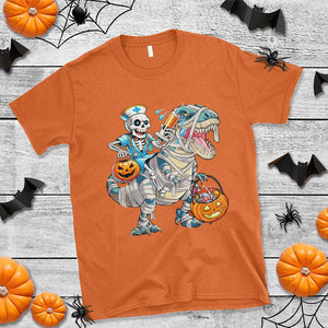 Funny Halloween Nurse T Shirt Skeleton Nurse Riding Mummy Dinosaur Pumpkin Candy TS11 Orange Print Your Wear