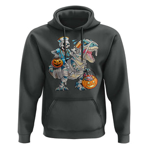 Funny Halloween Nurse Hoodie Skeleton Nurse Riding Mummy Dinosaur Pumpkin Candy TS11 Dark Heather Print Your Wear