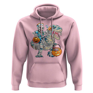 Funny Halloween Nurse Hoodie Skeleton Nurse Riding Mummy Dinosaur Pumpkin Candy TS11 Light Pink Print Your Wear