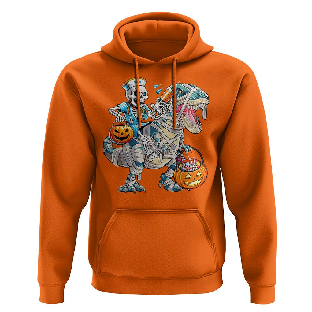 Funny Halloween Nurse Hoodie Skeleton Nurse Riding Mummy Dinosaur Pumpkin Candy TS11 Orange Print Your Wear