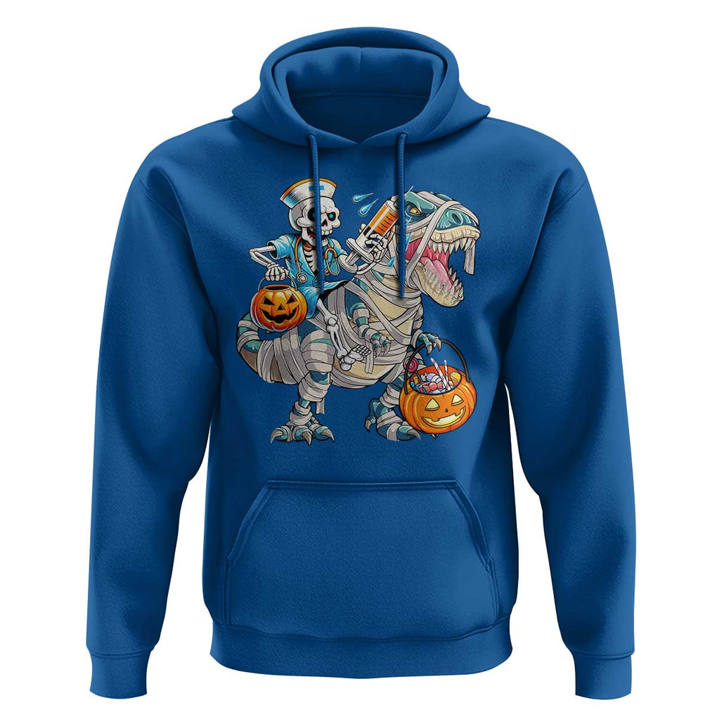 Funny Halloween Nurse Hoodie Skeleton Nurse Riding Mummy Dinosaur Pumpkin Candy TS11 Royal Blue Print Your Wear