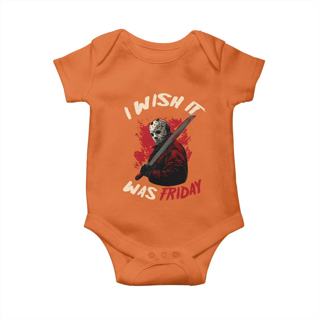 Funny Scary Halloween Slasher Baby Onesie I Wish It Was Friday TS11 Orange Print Your Wear