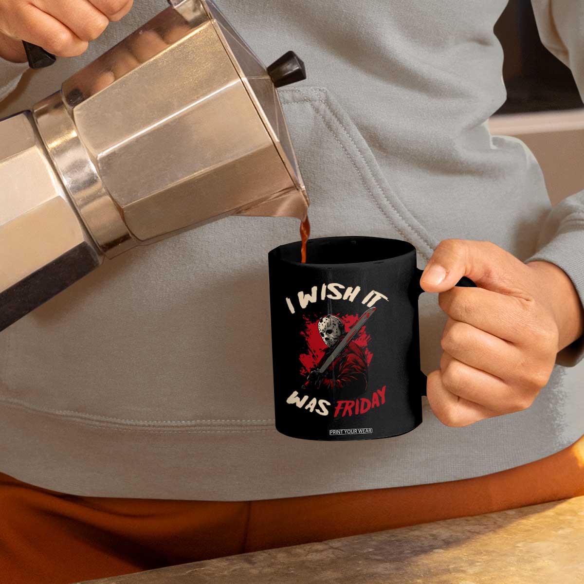 Funny Scary Halloween Slasher Coffee Mug I Wish It Was Friday TS11 Print Your Wear