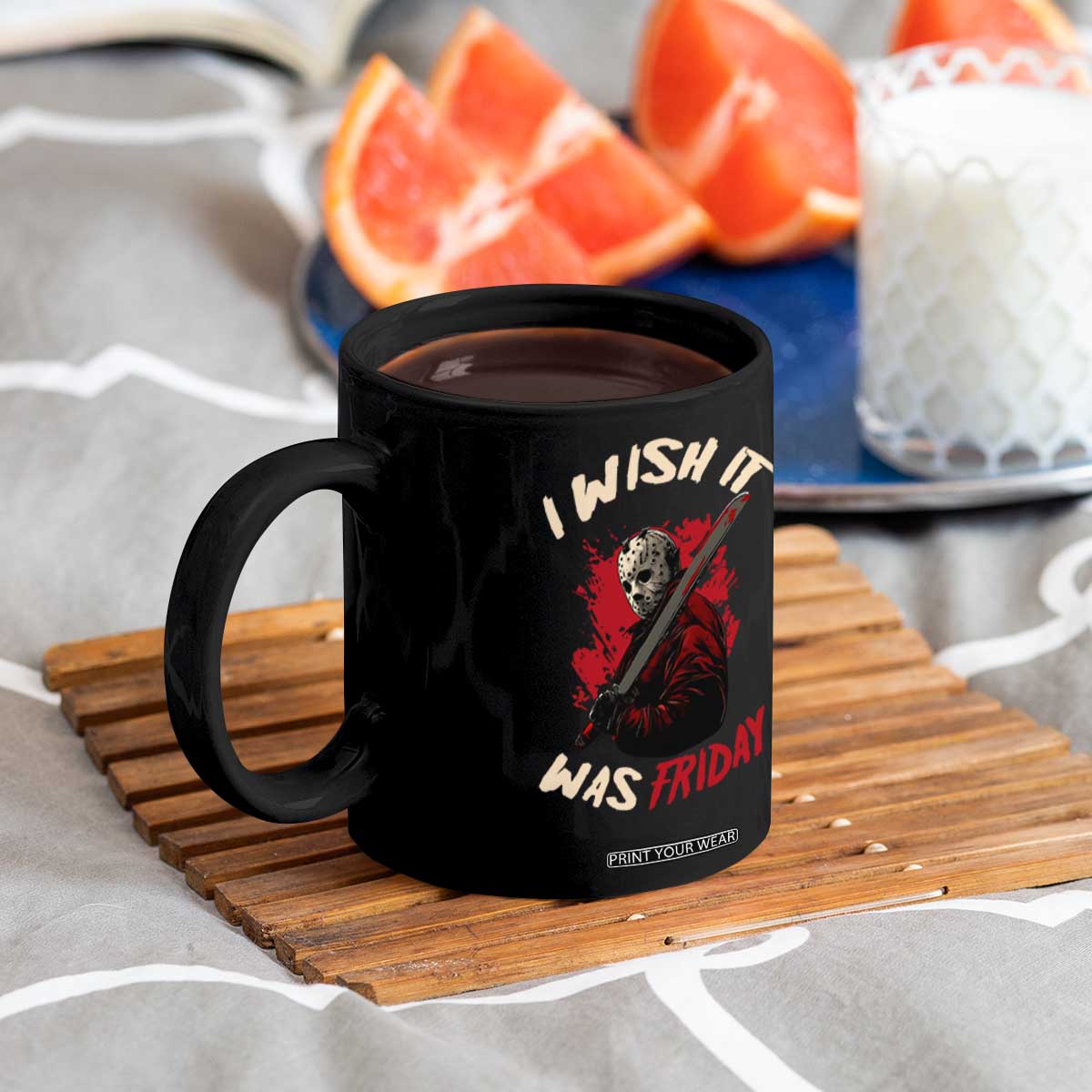 Funny Scary Halloween Slasher Coffee Mug I Wish It Was Friday TS11 Print Your Wear