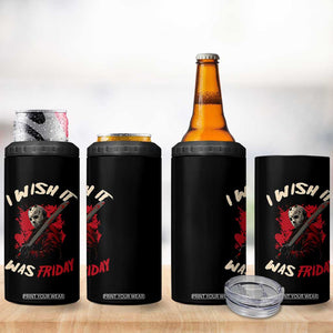 Funny Scary Halloween Slasher 4 in 1 Can Cooler Tumbler I Wish It Was Friday TS11 Print Your Wear