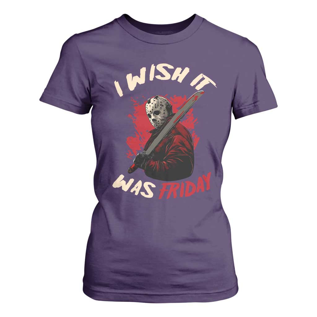 Funny Scary Halloween Slasher T Shirt For Women I Wish It Was Friday TS11 Purple Print Your Wear