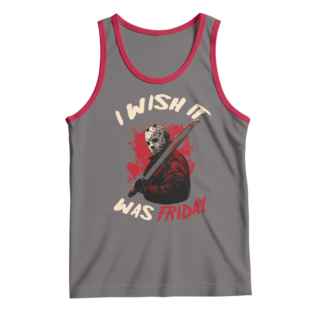 Funny Scary Halloween Slasher Tank Top I Wish It Was Friday TS11 Deep Heather Red Print Your Wear