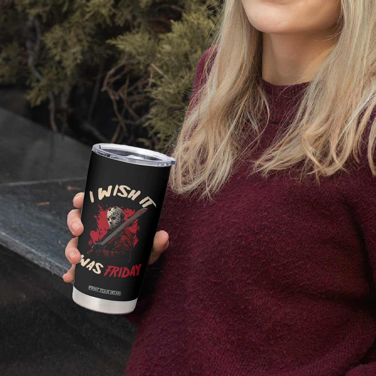 Funny Scary Halloween Slasher Tumbler Cup I Wish It Was Friday TS11 Print Your Wear