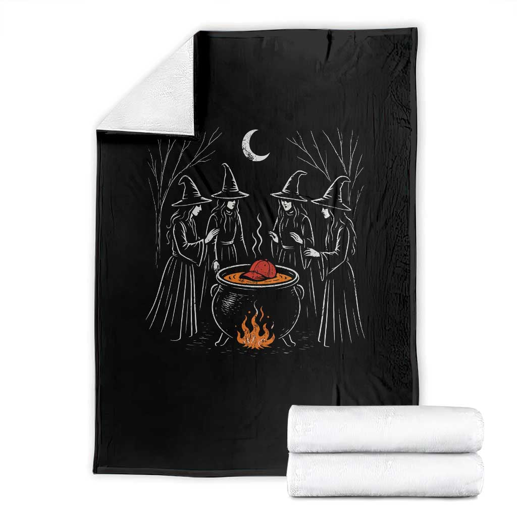 Funny Halloween Witch Spooky Season Orange Cauldron Throw Blanket TS11 Black Print Your Wear