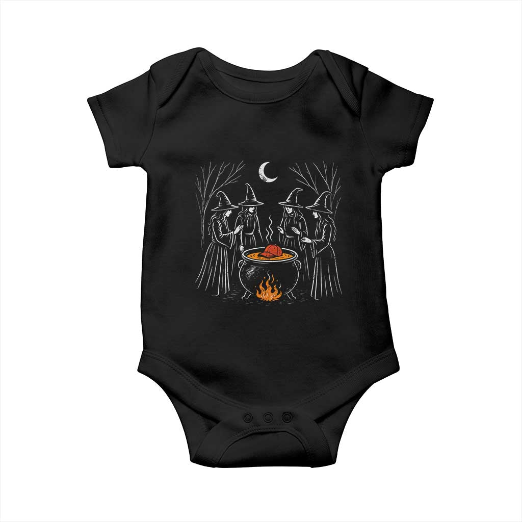 Funny Halloween Witch Spooky Season Orange Cauldron Baby Onesie TS11 Black Print Your Wear
